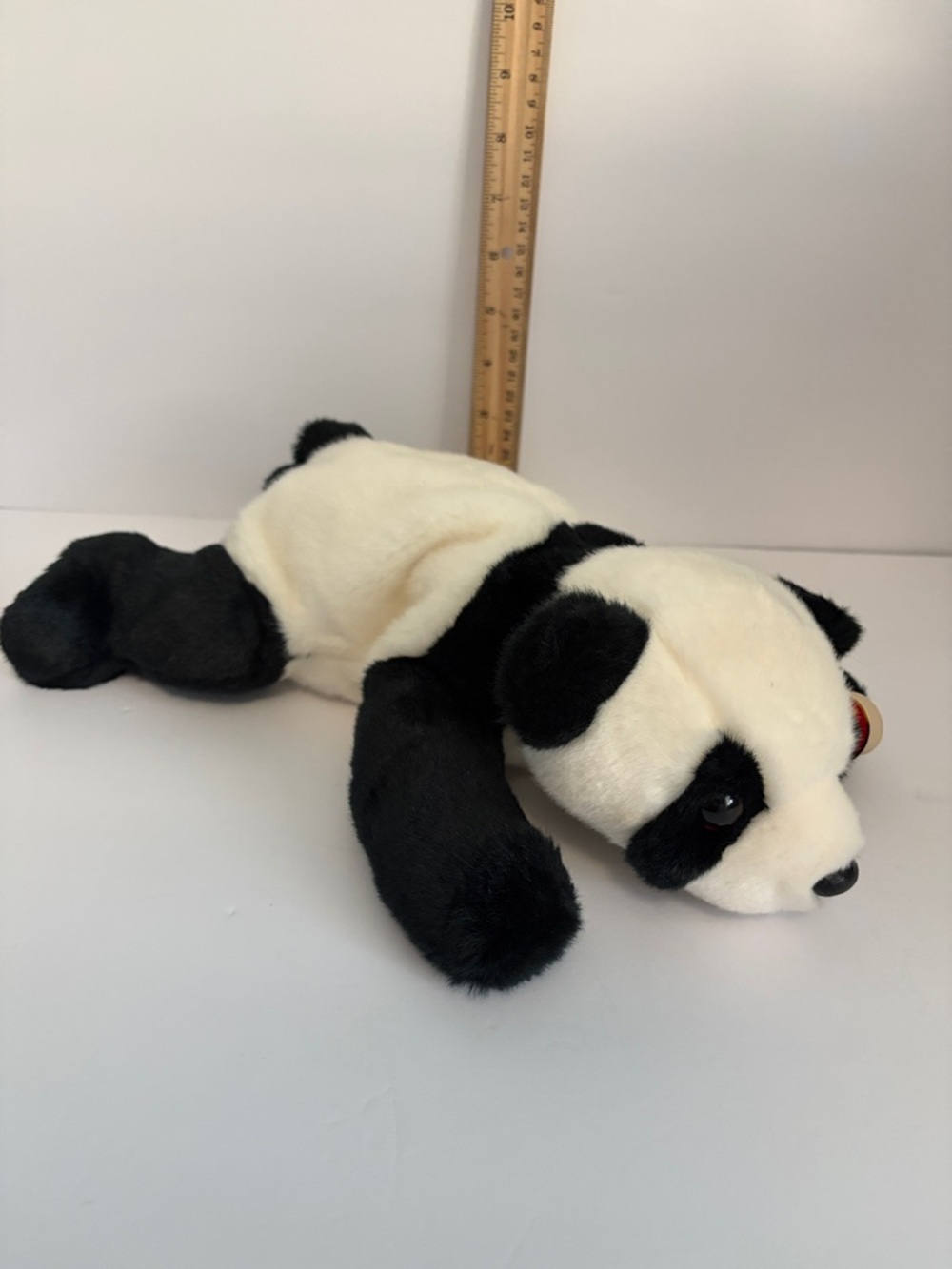 Vtg Ty Beanie Babies 1998 "Peking" Panda Plush Laying Original Beanie Buddy